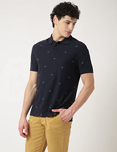 Image of Marks & Spencer Mens Printed Cotton Polo Neck Regular Fit T-Shirt