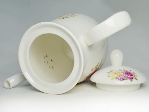 Image of European Style Porcelain Teapot, Coffee Tea Water Pot Vintage Ceramic Kettle (50oz)