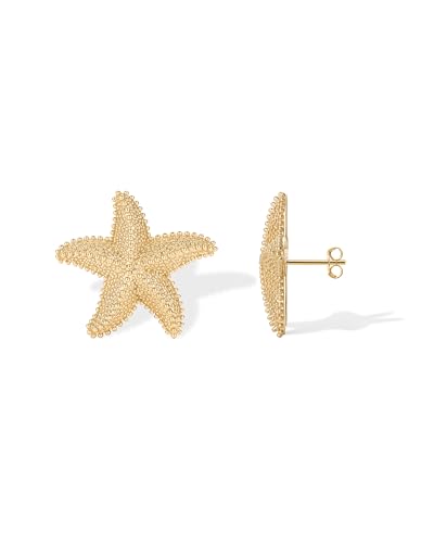 PAVOI 14K Gold Plated Starfish Statement Stud Earrings for Women | Trendy Jewelry Alluring Ocean-Themed Dangling Earrings