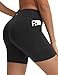 baleaf Sport Shorts Damen 15cm High Waist Yoga Kurze Leggings mit Taschen Radlerleggings Sommer Slim Fit Gym Workout Shorts Schwarz M
