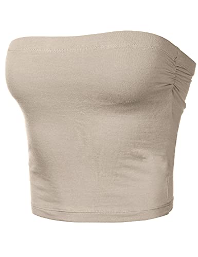 Image of Women's Shapewear Tube Tops Strapless Ruched Built-in Shelf Bra Casual