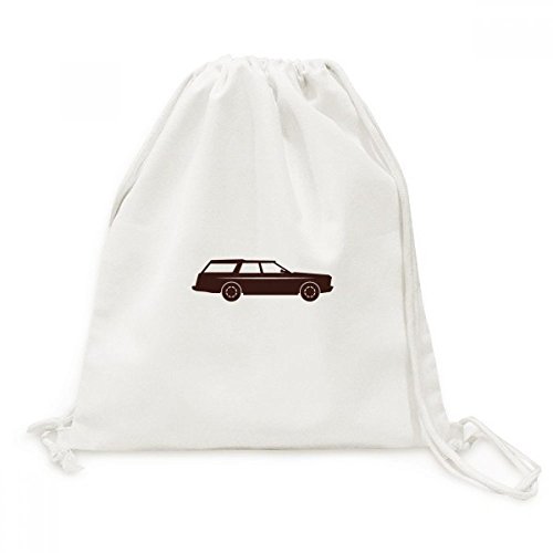 Sac de voyage cordon toile noire motif géométrique voitures classiques