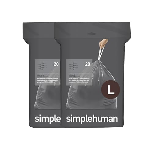 Image of simplehuman Code L 40 Count, Genuine Custom Fit Liners, Drawstring Trash Bags in Dispenser Packs, 18 Liter / 4.7 Gallon