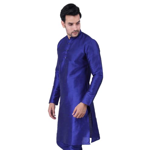 Image of Sadree Men's Silk Blend, Knee Length, Full Sleeve, Mandrin Collor, Solid Style, Attractive Colour, Solid Plain Kurtas