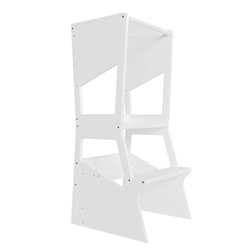Bianconiglio Kids ® Moka 2.0 Torre de Aprendizaje Montessori Regulable en Altura (Blanco)