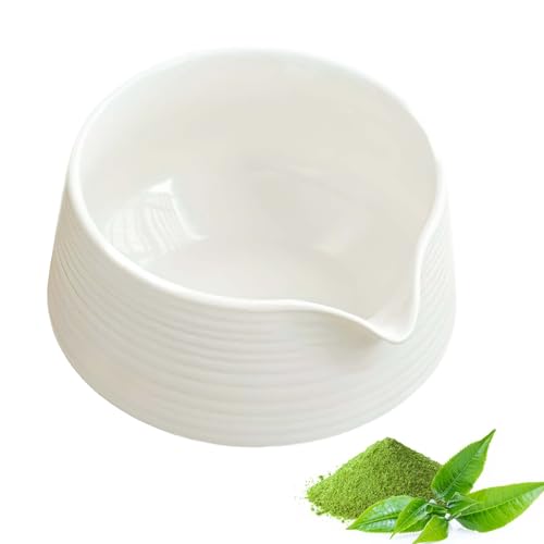 Ciotola Matcha con Beccuccio, 550ml Ciotola Tradizionale in Ceramica Matcha, Ciotole Tradizionale Giapponese in Ceramica, per Ufficio, Gli Amanti del Tè o Come Regalo(Bianco)