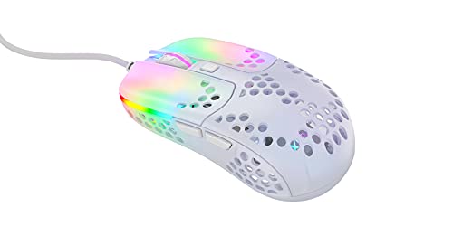 Image of Xtrfy MZ1, Ultra-Light Wired Gaming Mouse, Cutting-Edge Pixart 3389 Sensor, Unique Shape for Optimum Aim, Adjustable RGB Lighting, White Rail Edition
