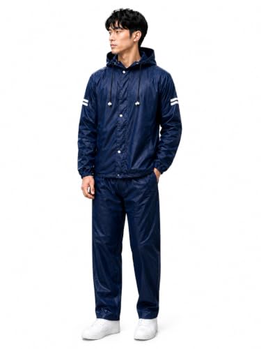 Image of TAGAS Men's Raincoat ||Waterproof for Bike ||Reversible Double Layer with Hood || Set of Top and Bottom With Cap rain Wear