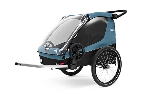 Thule Courier Fahrradanhänger Hunde, Fahrradanhänger für 2 Kinder Aegean Blue One-Size