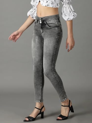 Image of SHOWOFFFF Women Slim Fit Jeans | Denim Jeans for Womens | Mid-Rise Regular Length Jeans for Women's