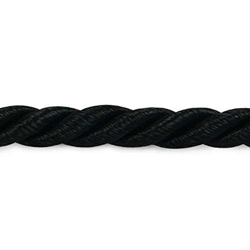 Trims By The Yard Wanda 1/8" Twisted Cord Trim, Black (5 Yard Cut) #TOP26