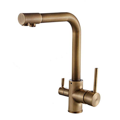 Grifo mezclador de 3 vías para cocina con sistema de agua potable y fría caliente