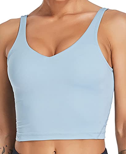 Image of Oalka Sports Bra Womens Longline Padded Crop Yoga Tank Tops