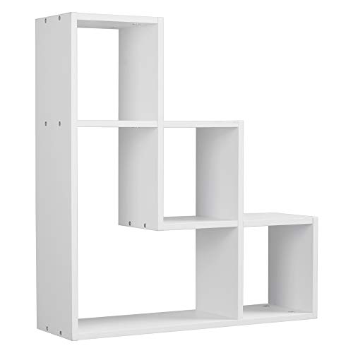 URBNLIVING Lyon 3 Step Wooden Floating Wall Mounting Shelf Display Unit Book Storage Deco (White)