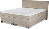 Boxspringbett ROM II 200x200 cm Beige Creme Tonnentaschenfederkern Matratze und Topper Härtegrad H2 H3 200 x 200 cm Manufaktur Design