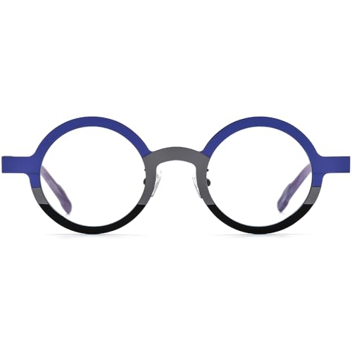 Image of FONEX Colorful Pure Titanium Glasses Frame Women Retro Round Eyeglasses
