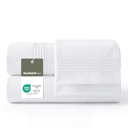 Bedsure Juego de Sabanas 135x190 - 4 Piezas Microfibra de Poliéster Transpirable y de Secado Rápido - OEKO TEX - Sábana Bajera, Sábana Plana y 2 Fundas de Almohada 50x75, Para Cama 135, Blanco