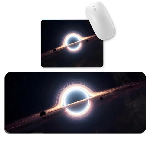 Image of Black Hole Combo XL Extended Gaming Mouse Pad | XXL Large Desk Mat 60x30cm for Laptop & PC | Non-Slip Rubber Base, Waterproof, Durable & Smooth Surface | Office, Gaming & Study, asthetic