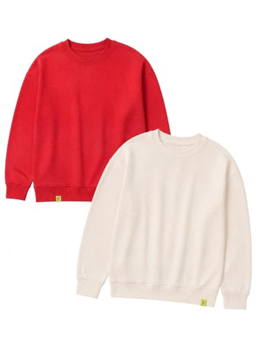 Image of KiddoPanti Boys Solid Round Neck Full Sleeve Fleece Sweatshirt | 60% Cotton 40% Polyester | Soft Warm Winter Pullover | Ribbed Cuffs & Hem | Casual Winter Sweatshirt for Kids