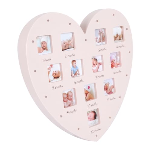 ifundom Heart Shape Baby Growth Record Photo Frame Led Light up Picture Frame for Baby Room Decor