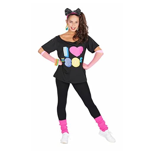 ORION COSTUMES Dam 80-tal t-shirt retro maskeraddräkt, Svart, L