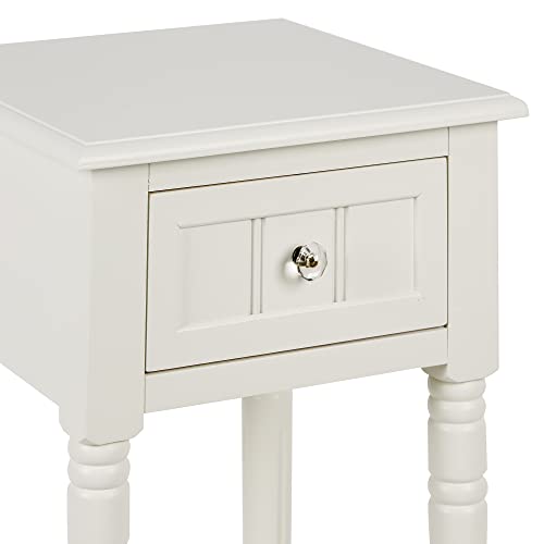Image of Decor Therapy Storage, Traditional Style, Small End Accent Table, Sturdy, Wood- Simplify Side Table for Living Room, Bedroom Entryway, 17.05 in x 13.23 in x 17.05 in, White