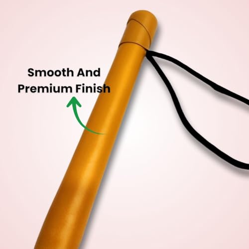 Image of Bamboo Dog Walking Stick 66cm (25mm) Matte Gold - Lightweight Splinter-Free Dog Training & Control Stick with Wrist Strap - Pet Safety & Walk Management Aid