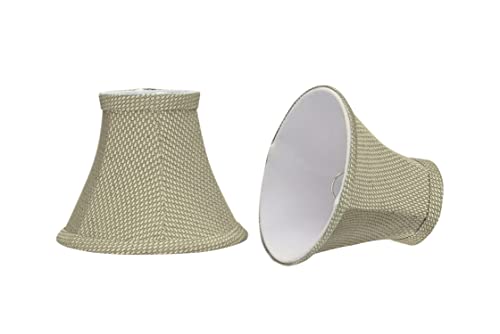 Image of Aspen Creative 30061-2A, Bell Clip-On Chandelier Lamp Shade, Light Beige, 3 inch Top x 6 inch Bottom x 5 inch Slant Height, Set of 2