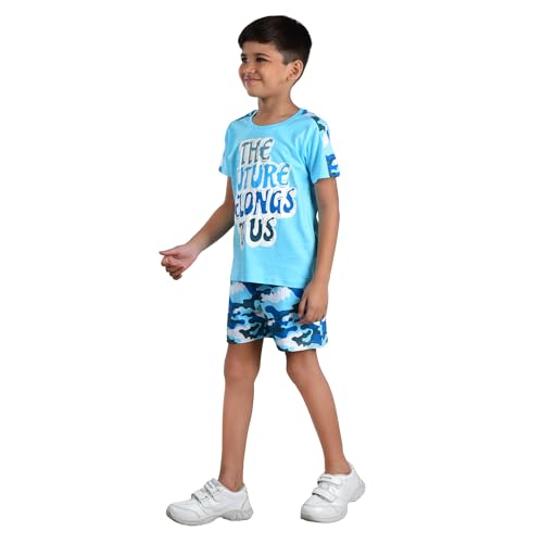 Image of Clothe Funn Boys Printed Cotton Half Sleeves T-Shirt & Shorts Set