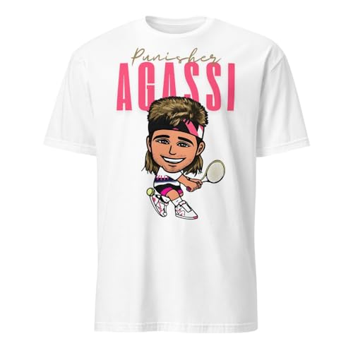 T-Shirt Andre Agassi | Tennis | Maglietta Tennis Agassi | Regalo | Compleanno | Punitore, bianco, L