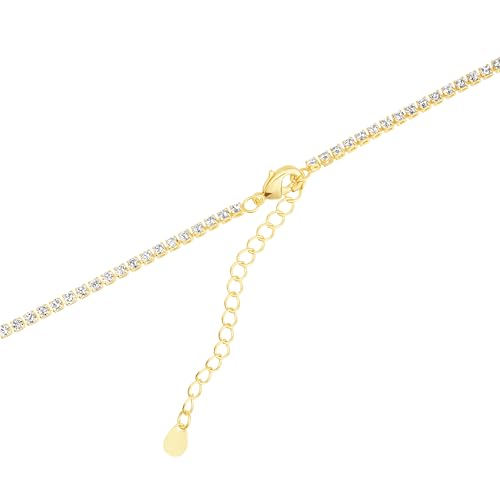 Amazon Essentials Fine Silver-Plated or 14K Gold-Plated Tennis Necklace with Cubic Zirconia, 16"3