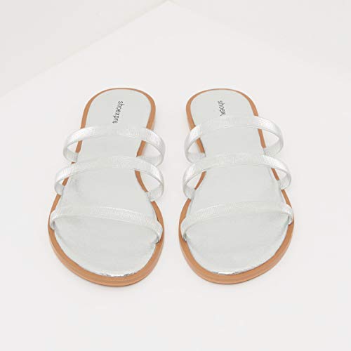 Image of shoexpress Women's Glittery Textured Strappy Flats Sandal