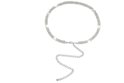 INOGIH Silver Rhinestone-Waist-Chain-Belt Formal Dress Belt Diamond Bling Wedding Bridal Belt for Women2