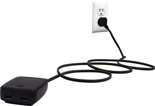 GE Pro USB Charging Tabletop Charger, 2 USB Ports, 6 ft. Long Cord, Flat Plug, Black, 36066