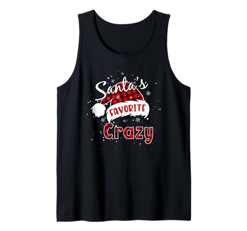 Funny Santa 's Favorite Crazy Christmas Plaid Buffalo Xmas Camiseta sin Mangas