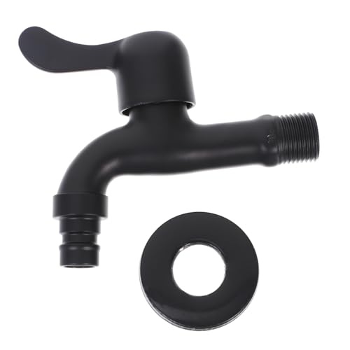 AUTSUPPL 黒色ステンレス製洗濯機用水道蛇口 浴室 キッチン対応 ノンドリップバルブ スムーズ開閉 壁付け省スペース設計で簡単取付