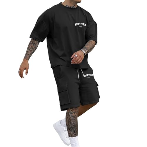 Combinaison d'été de loisirs homme ensemble deux pièces short et t-shirt droit