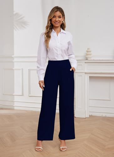 HVT Women's Wide Leg Palazzo Pants High Elastic Waisted Work Pants Business Trousers with Pockets3
