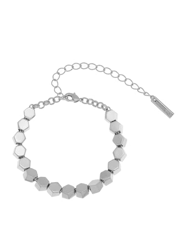 Dettagli del prodotto: questo bracciale è realizzato in ottone placcato argento. Misura 23,5 cm di lunghezza e pesa 84,3 g.
