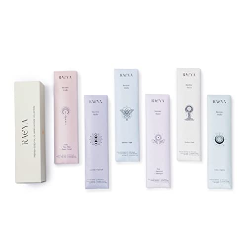 Raeya Incense Sticks, Set Of 6 Incenses (120 Sticks) For Air Cleansing - Lavender, Vanilla, Jasmine, Rose, Cedar And Lotus; 100% Natural Hand Rolled Incense Sticks Gift Set #TOP30