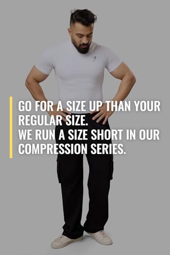 Image of Men Half Sleeves Slim Fit Compression High Neck Sports and Gym Tshirt