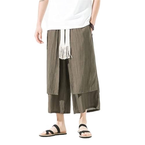 Men Casual Wide Leg Pants Streetwear Irregular Harem Pants Solid Color Vintage Skirts Trousers