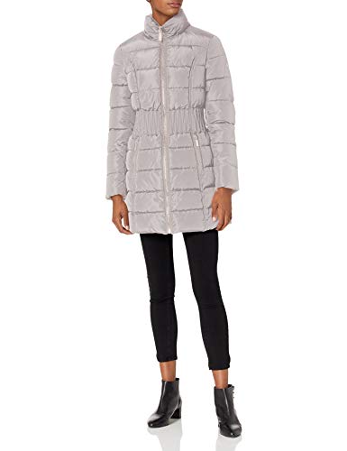 Laundry by Shelli Segal Women's Stretch Quilted Puffer Jacket – Long Winter Coat with Faux Fur Hood3