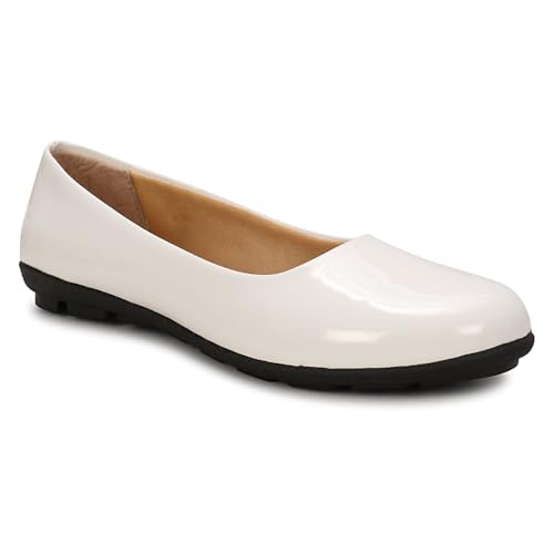 Image of DHANESHWAR Women's Ballet Flats Belly Shoes for Casual, Formal & Office Wear Ballerina | Comfortable Slip on Black Bellies for Women & Girls. 1 Pair