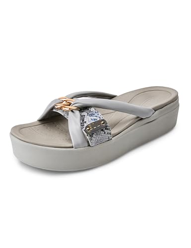 Image of ELLE Women Textured Platform heel sandal with Chain Detail