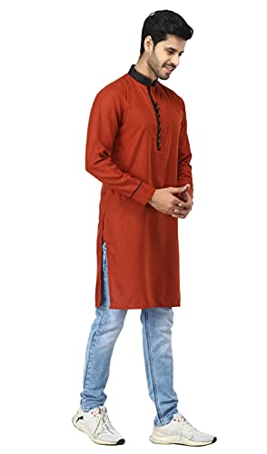 Image of Leriya Fashion Men's Slub Cotton pathan Suit Kurta