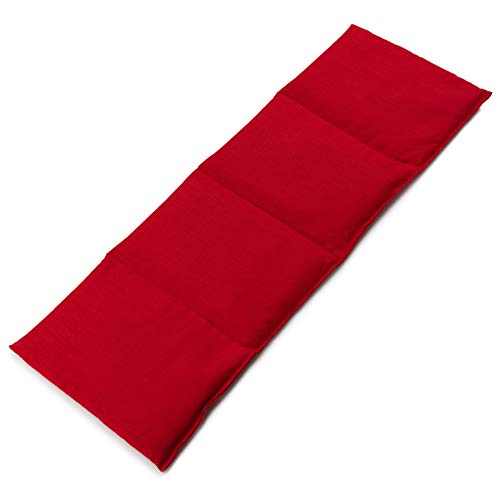 Saco térmico compartimentado en 4 con semillas de lino 60x20cm - Tejido biológico rojo - Almohada térmica para microondas - Calor y frío - Cojín térmico con semillas