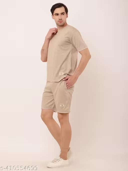 Image of Men's Oversized T-Shirt and Shorts Set | Matching Co-ord Set, Drawstring Waistband, Casual Loungewear, Relaxed Fit, Crew Neck