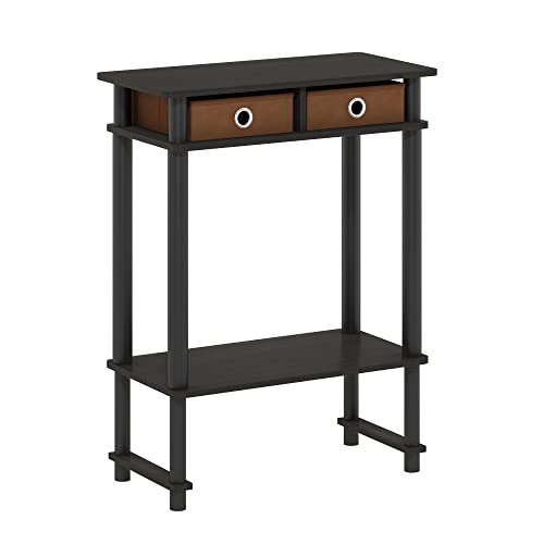 Image of Furinno Turn-N-Tube Tall-Wide Hallway Console Table with Bin, Espresso /Brown