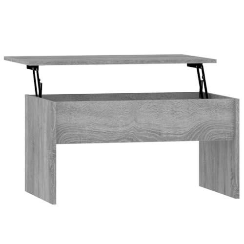Table Basse with Bois D'ingénierie, Plateau Réglable en Hauteur, Grand Espace de Rangement, Coffee Table, Table de Salon, pour Salon, Gris Sonoma, 80 x 50.5 x 41.5 cm – Image 4